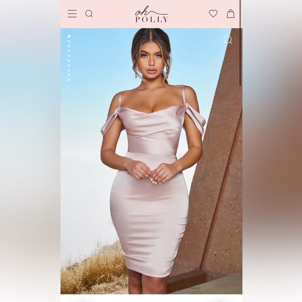 NWOT- Oh Polly Cowl Sleeve Midi Dress in Blush (never worn) sz 2 retail $70